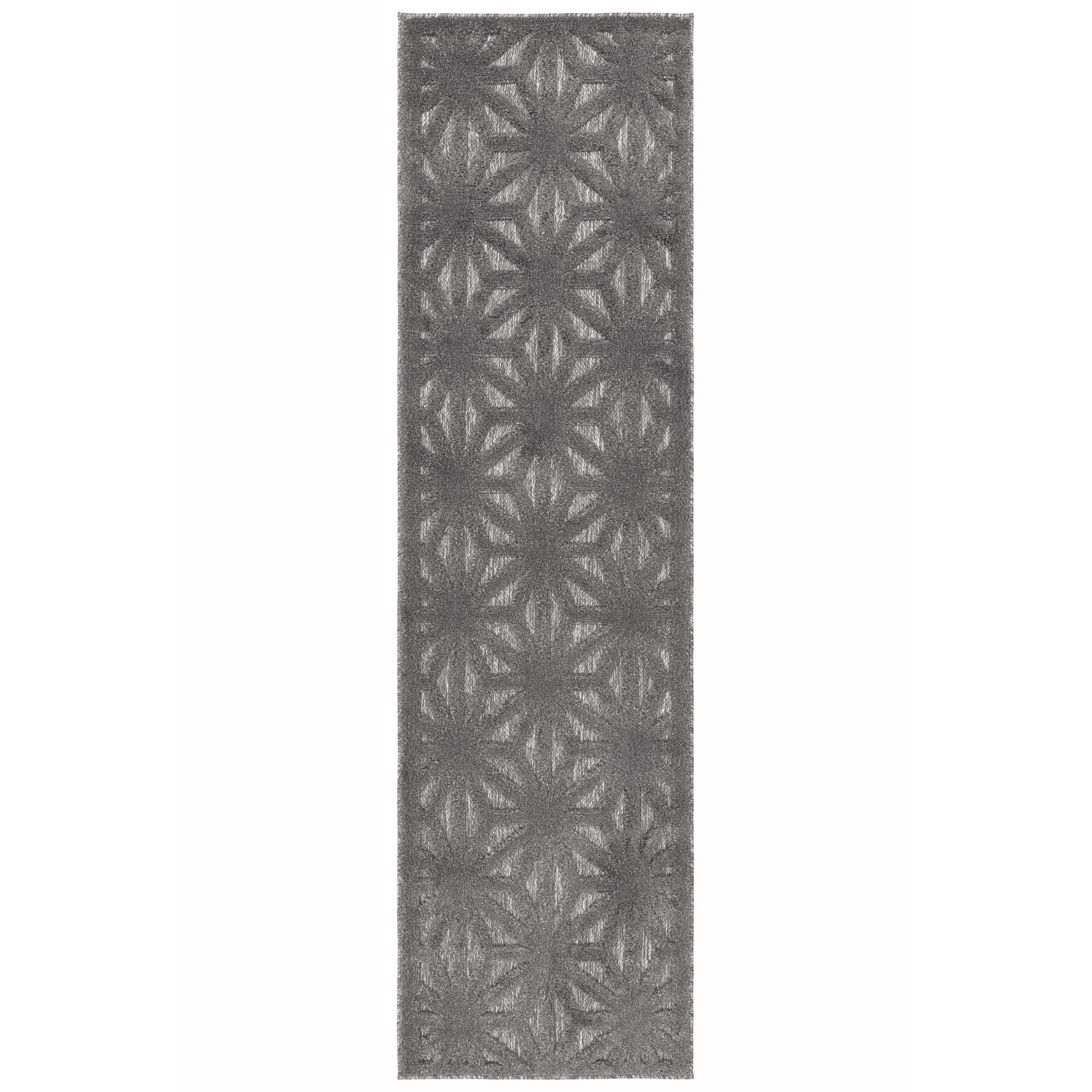 Salta Star Geometric Outdoor Runner Rugs In Sa01 Grey